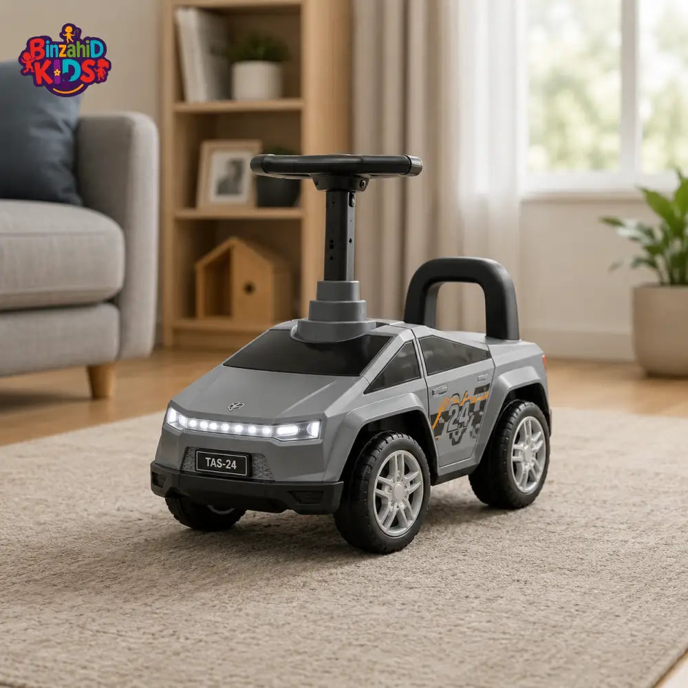 DELUXE KIDS RIDE-ON PUSH CAR WITH HANDLE - GREY