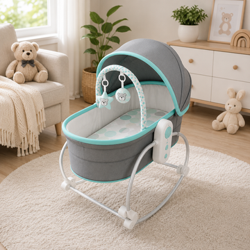 MASTELA 5 IN 1 LUXURY BABY BASSINET & ROCKING CRADLE - GREY