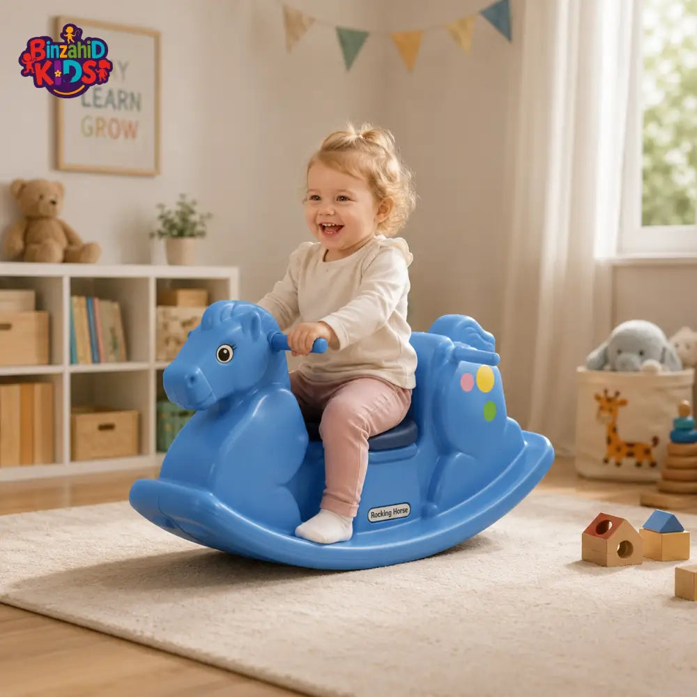 DOUBLE SEAT KIDS ROCKING HORSE - BLUE