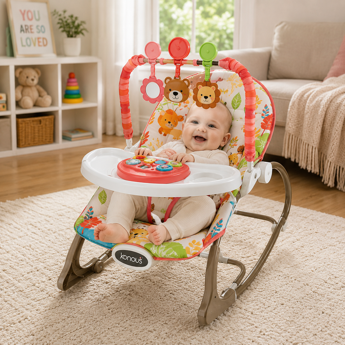 JOYOUS 4-IN-1 NEWBORN TO TODDLER ROCKER - WHITE