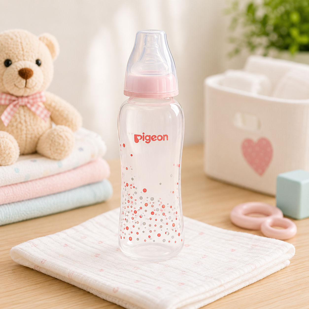 PIGEON STANDARD NECK NURSING BOTTLE WITH PERISTALTIC NIPPLE (PP) 250ML