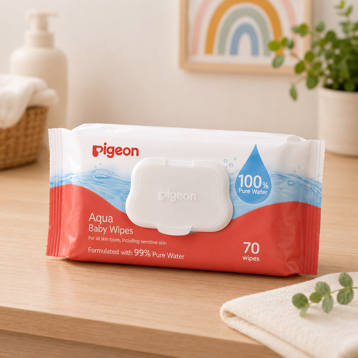 PIGEON AQUA BABY WIPES 70S FLIPTOP