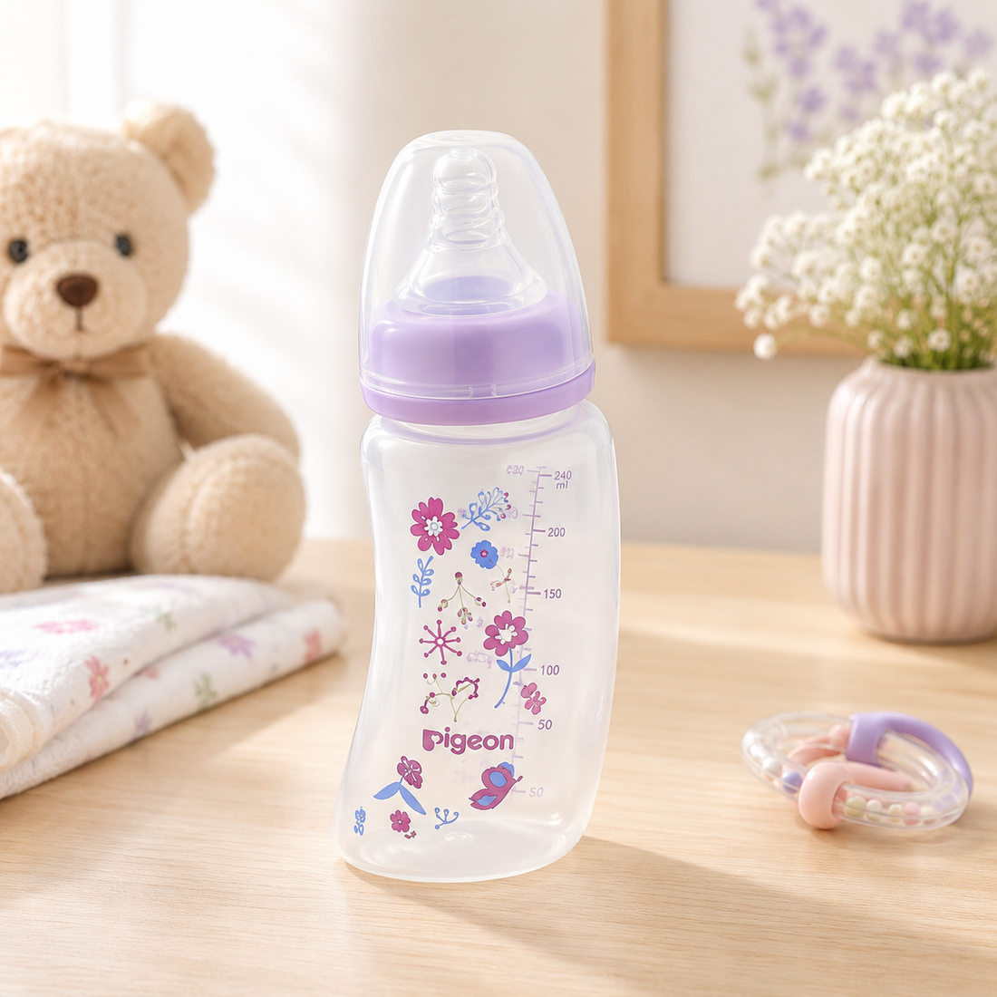 PIGEON CURVE STANDARD NECK NURSING BOTTLE PP 150ML GARDEN
