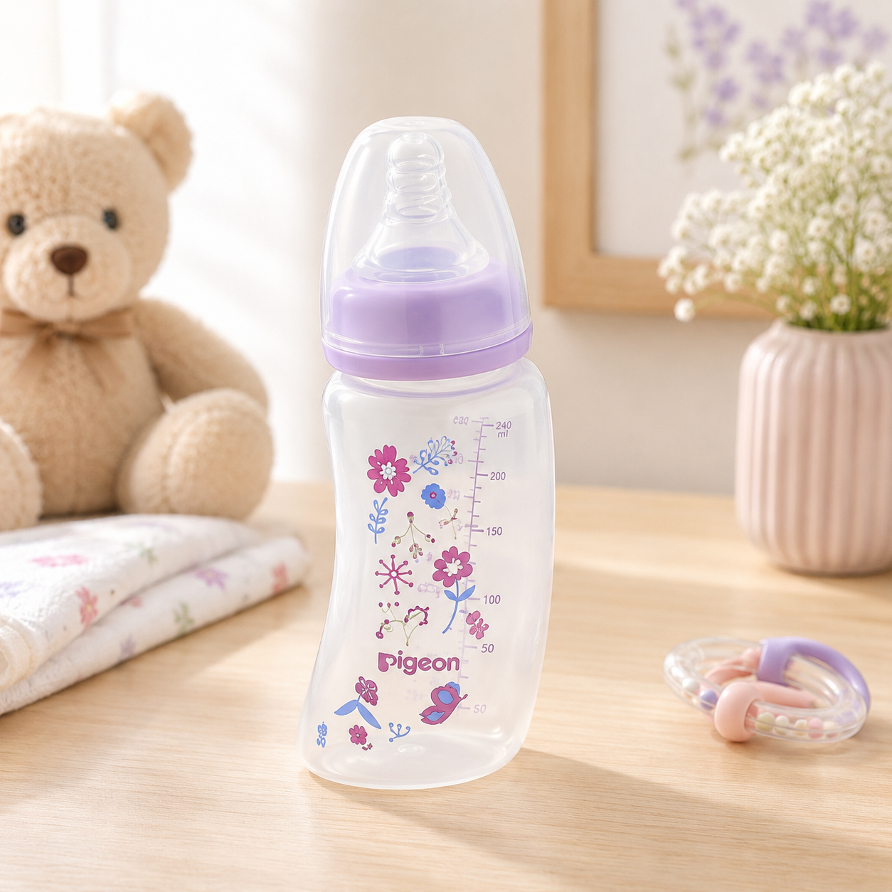 PIGEON CURVE STANDARD NECK NURSING BOTTLE PP 150ML GARDEN