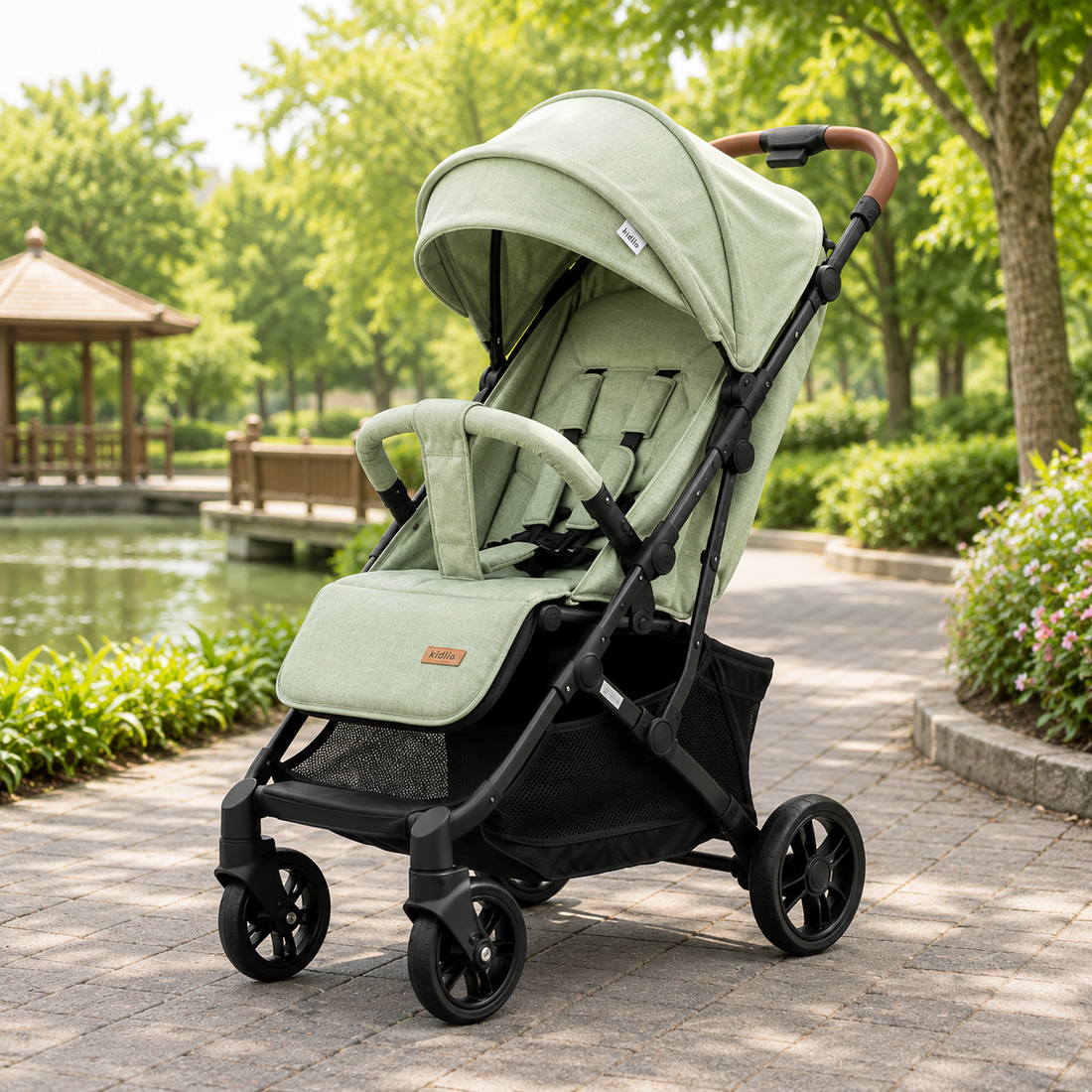 KIDILO ROYAL COMFORT BABY STROLLER - L GREEN