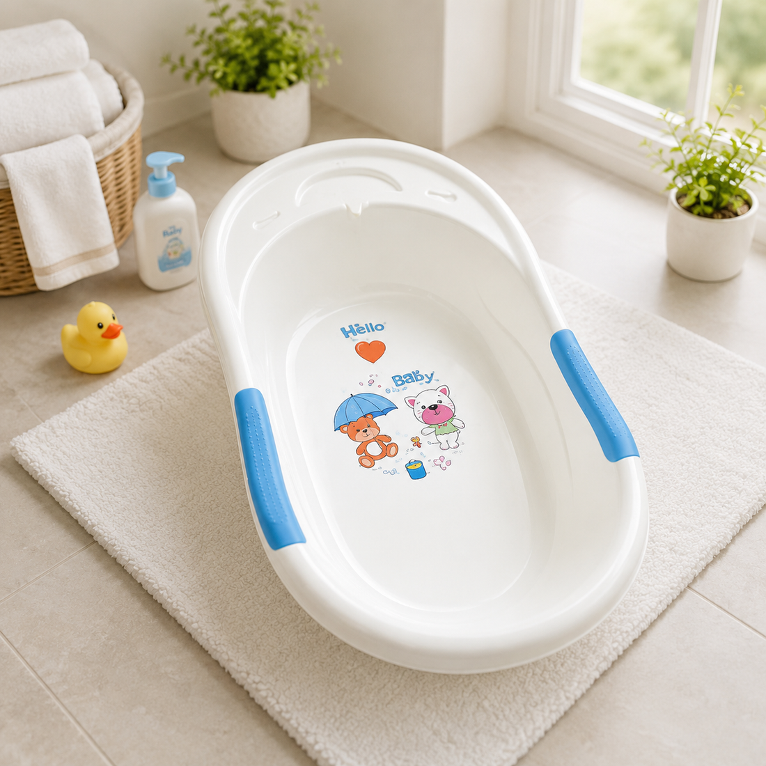 TINNIES BATH TUB – BLUE EASY DRAINING & NON-SLIP