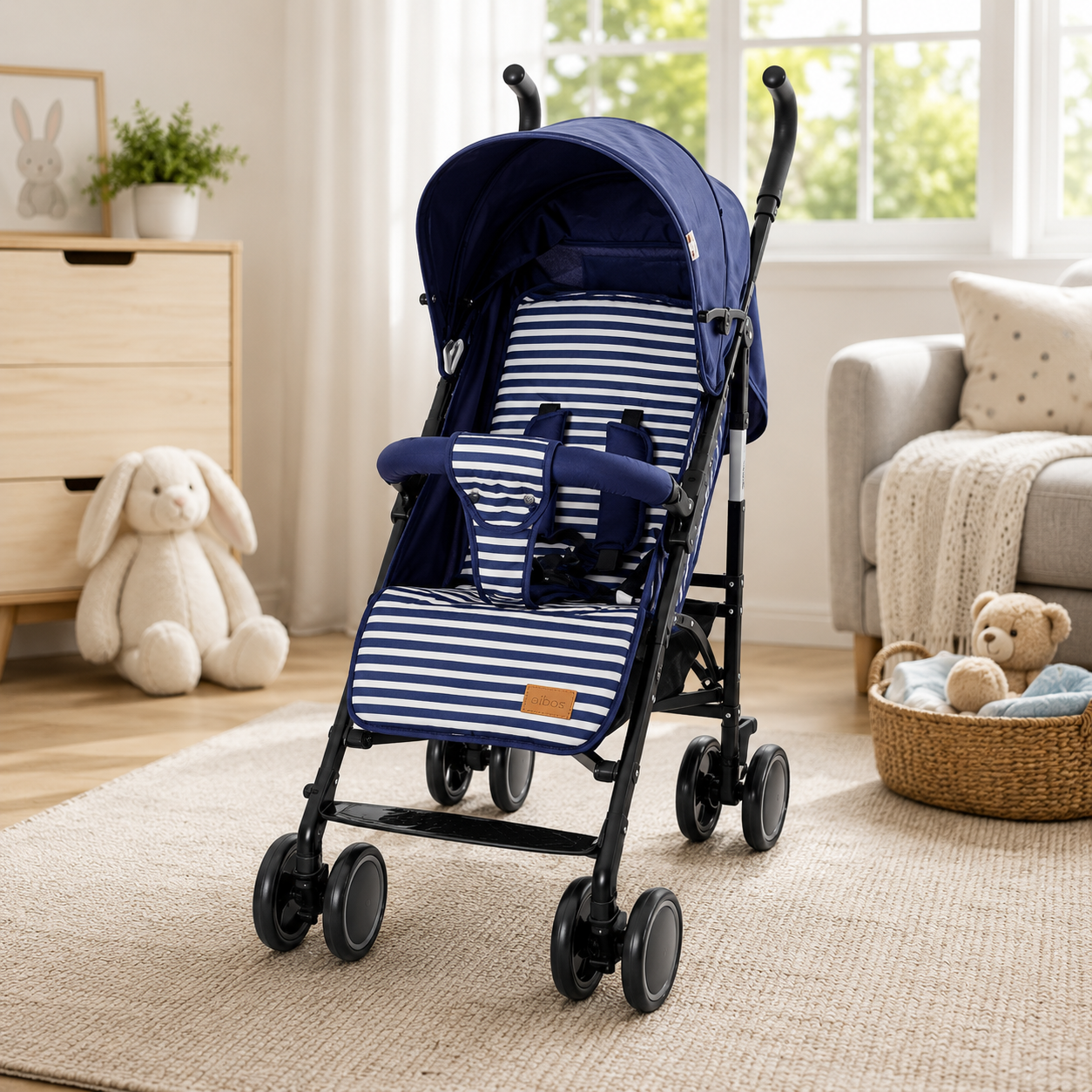 TINNIES BABY BUGGY – NAVY BLUE STRIPED