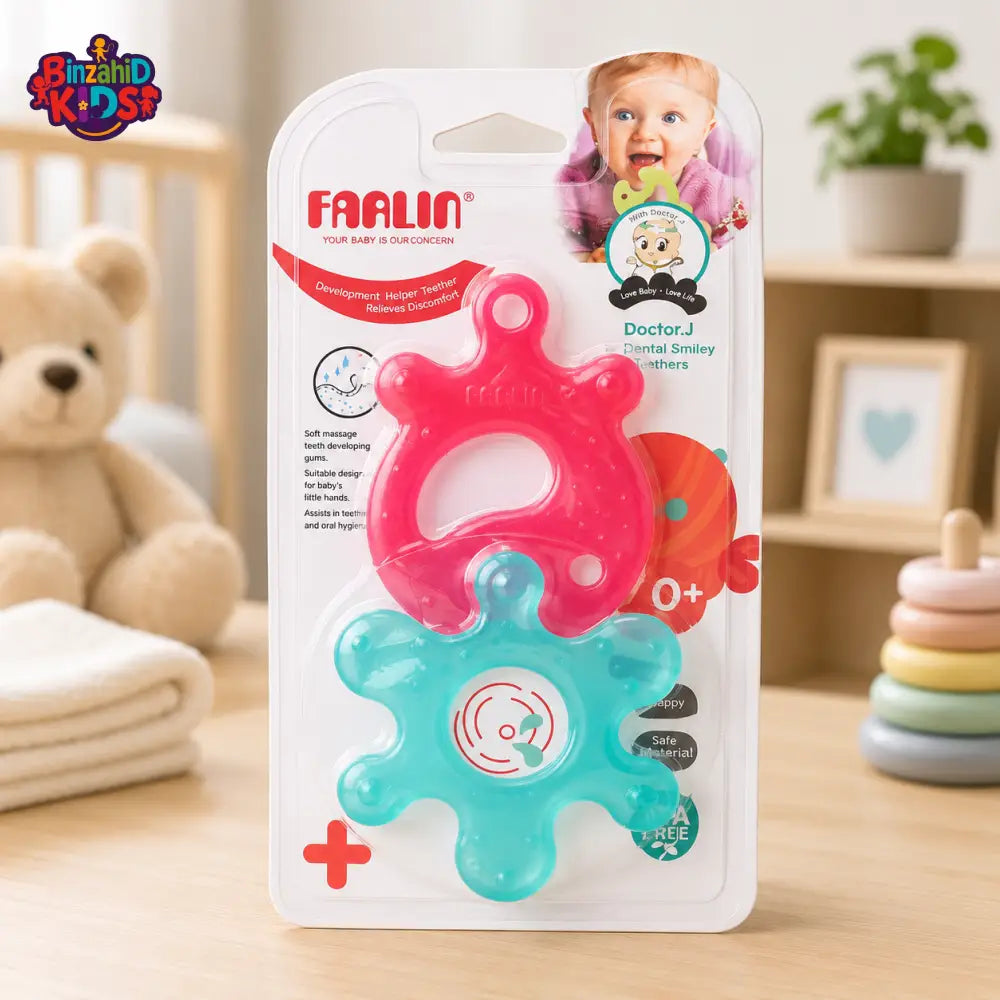 FARLIN PUZZLE GUM SOOTHER - BLUE & PINK