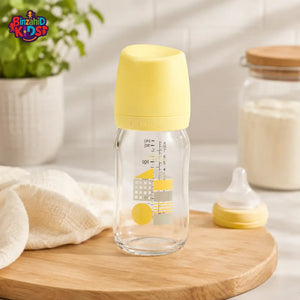 FARLIN WIDE NECK GLASS FEEDER 160ML - YELLOW