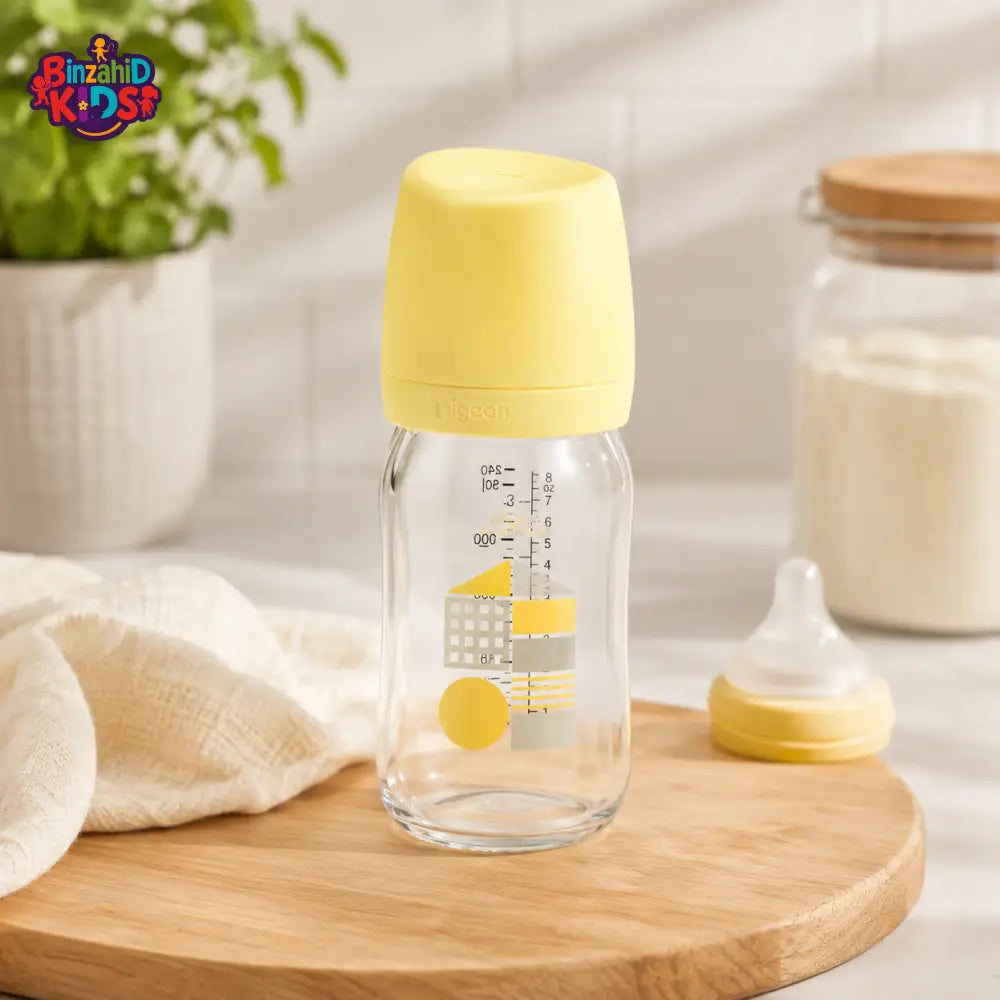 FARLIN WIDE NECK GLASS FEEDER 160ML - YELLOW