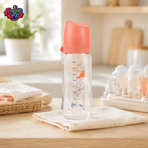 FARLIN WIDE NECK GLASS FEEDER 240ML - ORANGE