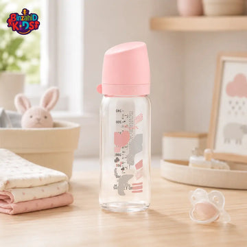 FARLIN WIDE NECK GLASS FEEDER 240ML - PINK