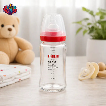 FARLIN WIDE NECK GLASS FEEDER 240ML - RED
