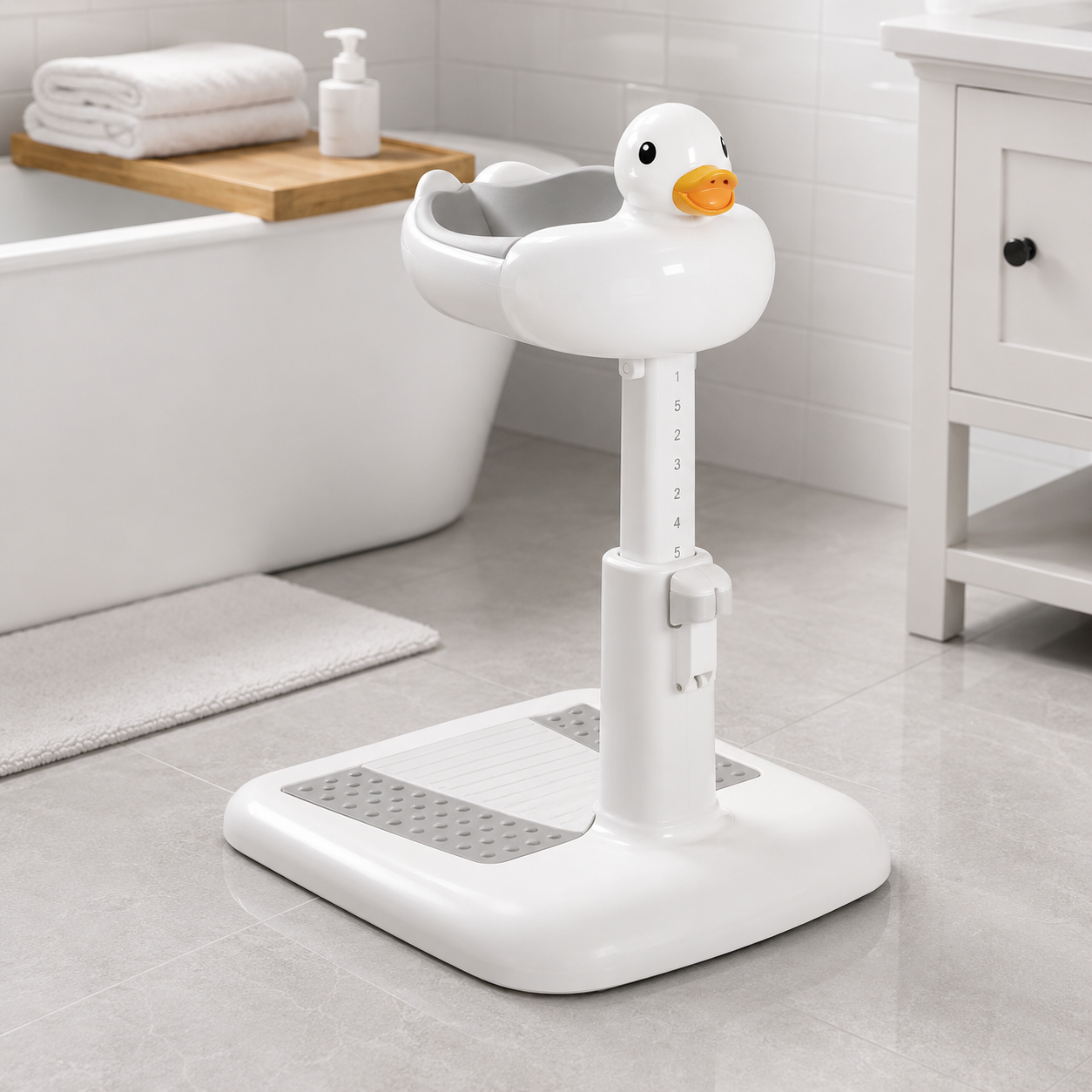 ADJUSTABLE BABY SHOWER SUPPORT & SHAMPOO RINSE DUCK SHAPE STAND