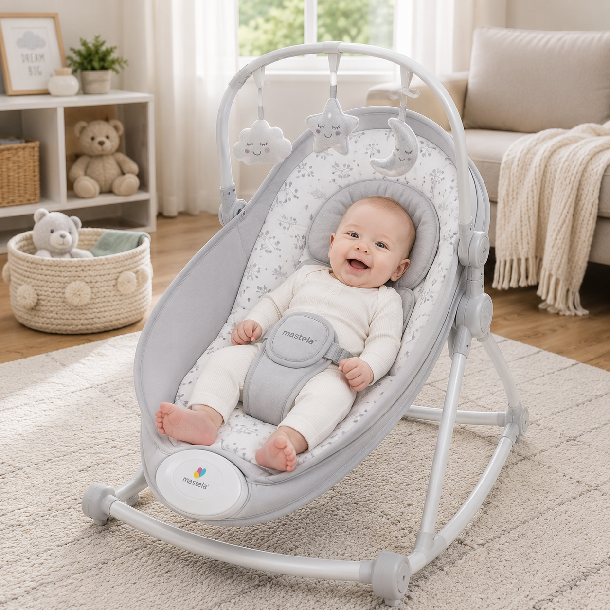 MASTELA BABY ROCKER & BOUNCER - WHITE