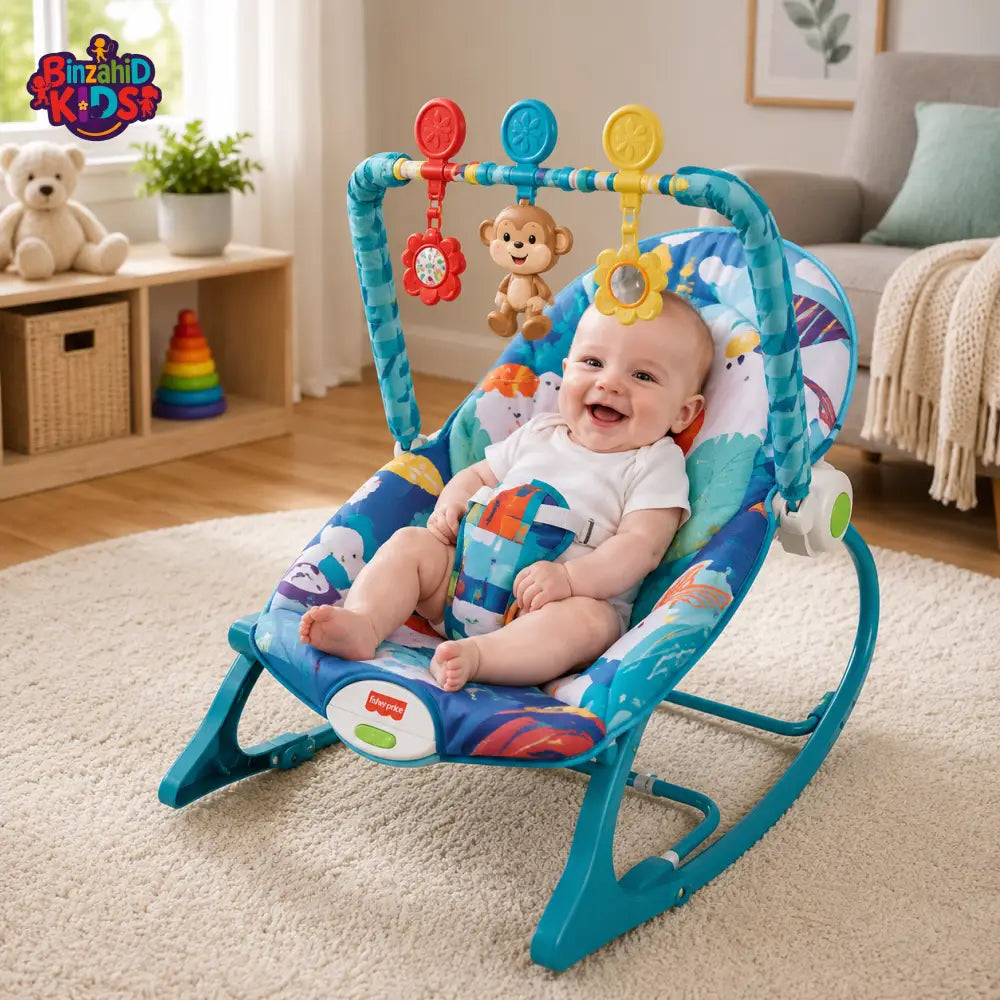 FISHER PRICE BABY ROCKER & INFANT BOUNCER SEAT - BLUE