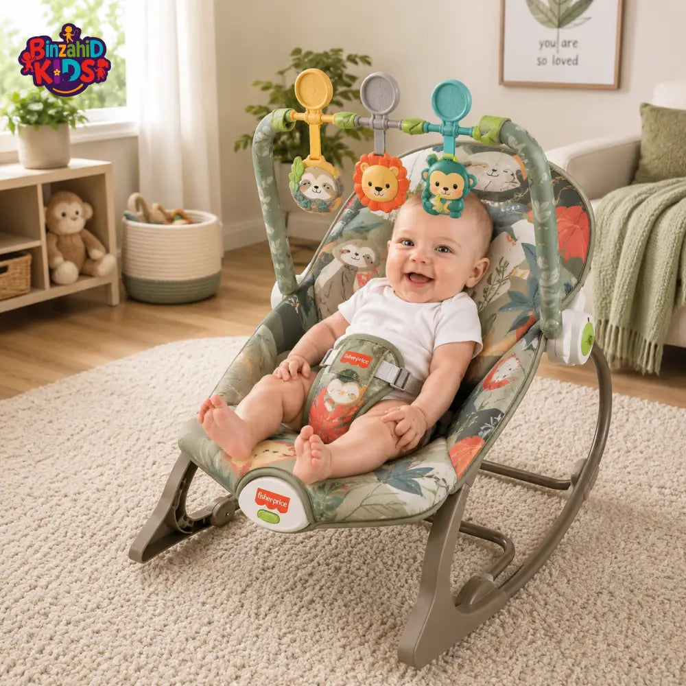 FISHER PRICE BABY ROCKER & INFANT BOUNCER SEAT - GREEN