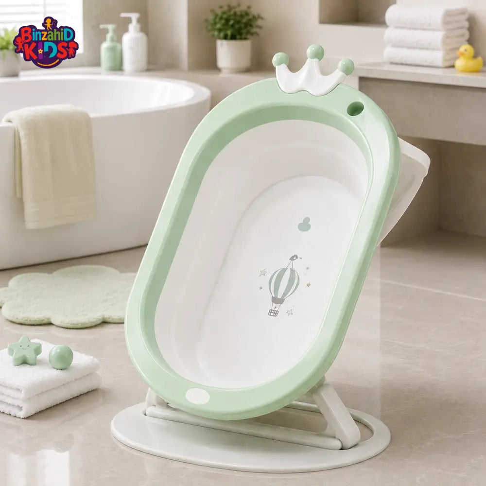 FOLDABLE BABY BATH TUB WITH STAND - GREEN