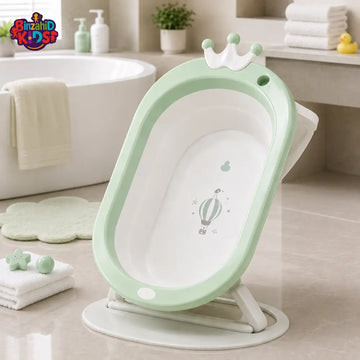 FOLDABLE BABY BATH TUB WITH STAND - GREEN