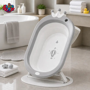 FOLDABLE BABY BATH TUB WITH STAND - GREY