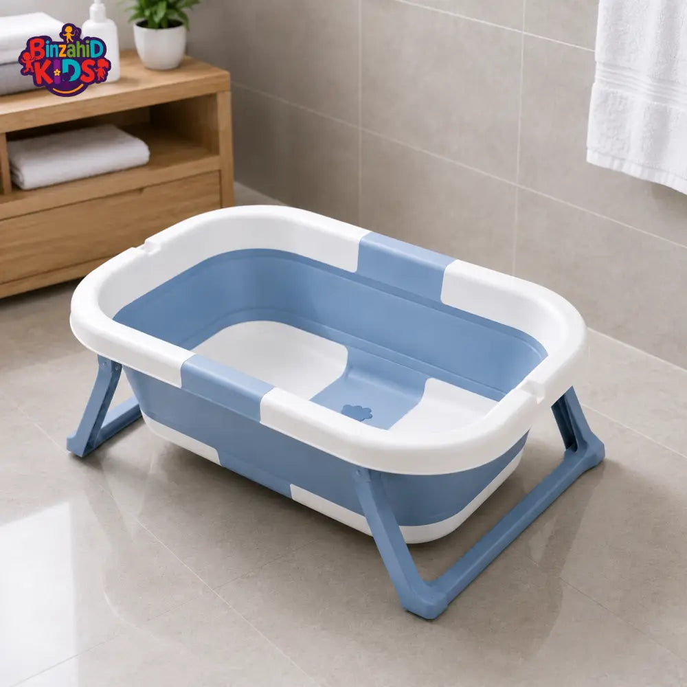 FOLDABLE BABY BATH TUB WITH STAND LEGS - BLUE