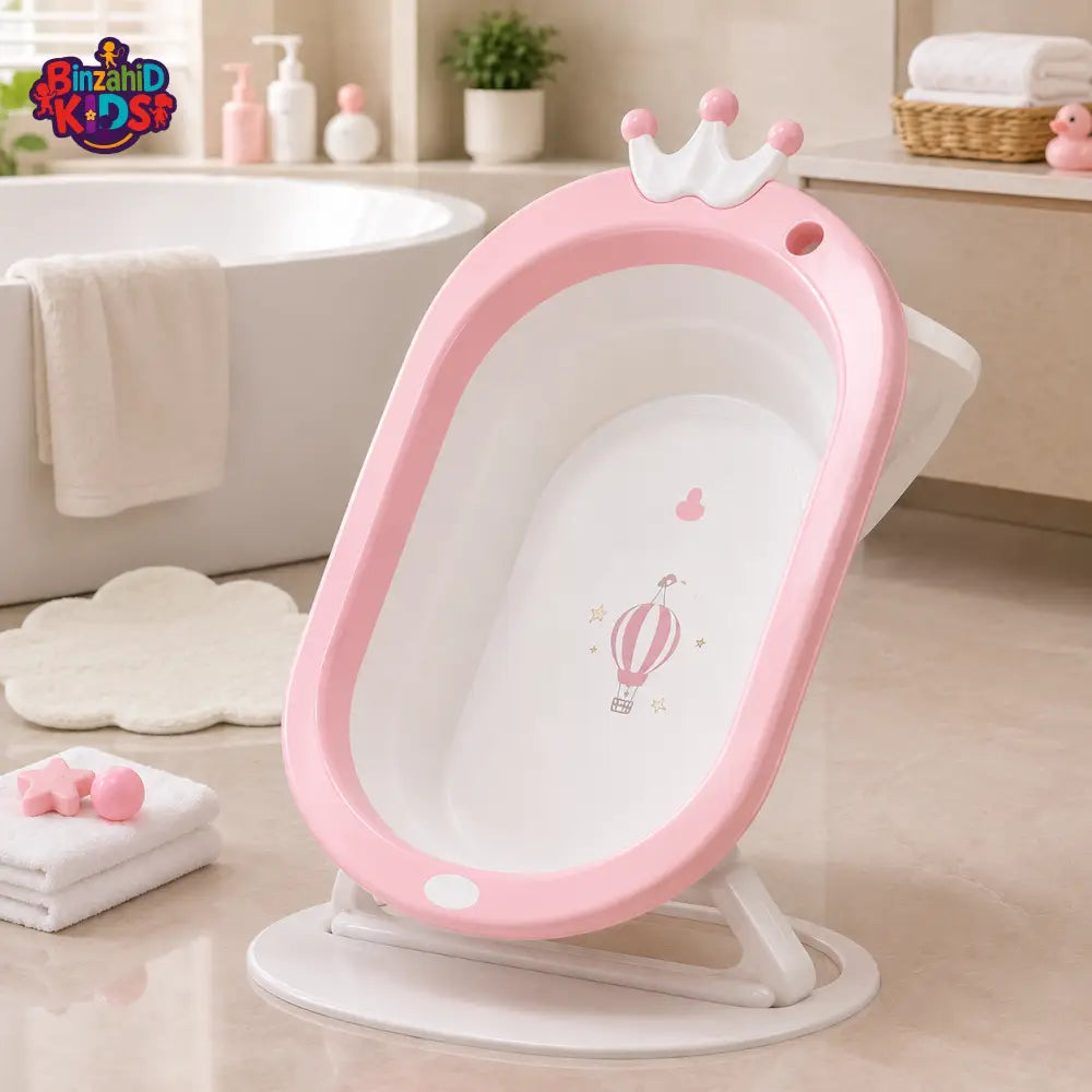 FOLDABLE BABY BATH TUB WITH STAND - PINK