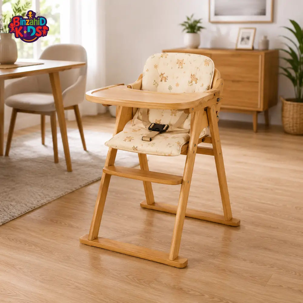 FOLDABLE WOODEN BABY HIGH CHAIR