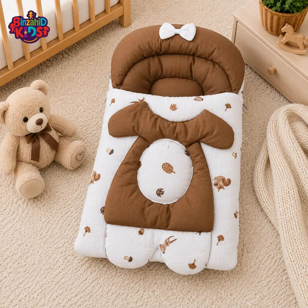 FOREST ANIMAL PRINT COTTON POLYESTER BABY CARRY NEST WITH BEAR DESIGN