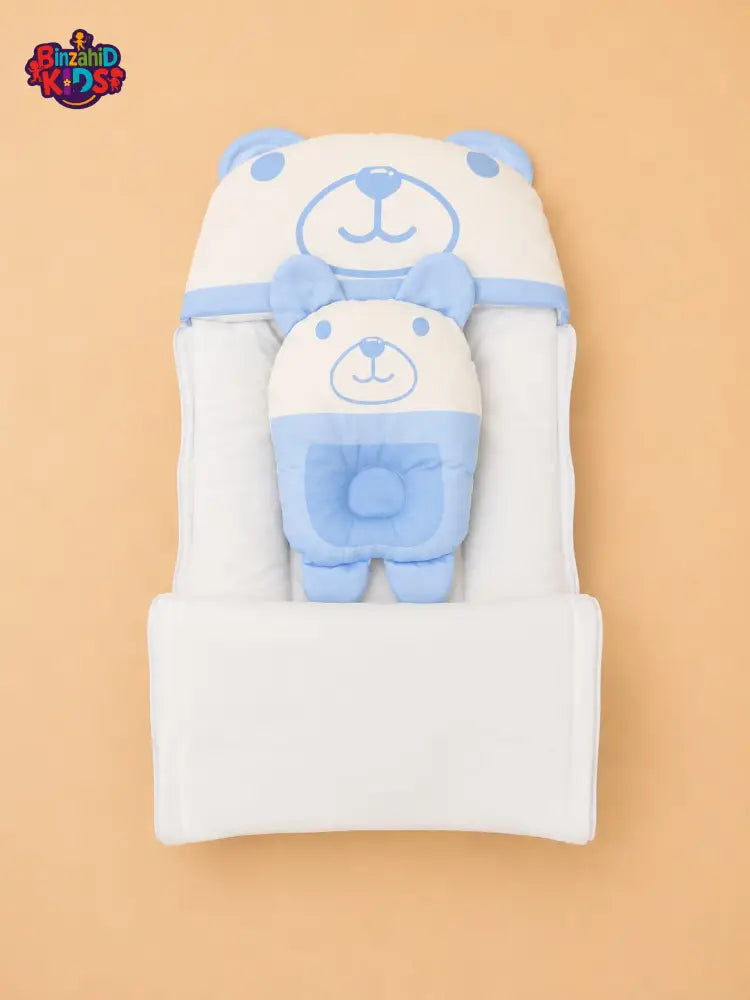 HAPPIMUMS CHARACTER CUDDLY CARRY NEST WITH PILLOW - BLUE BEAR
