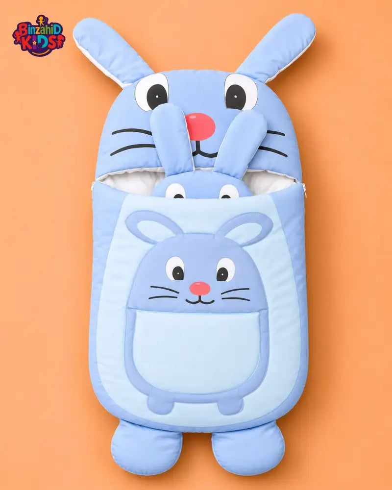 HAPPIMUMS CHARACTER CUDDLY CARRY NEST WITH PILLOW - BLUE BUNNY