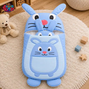 HAPPIMUMS CHARACTER CUDDLY CARRY NEST WITH PILLOW - BLUE BUNNY