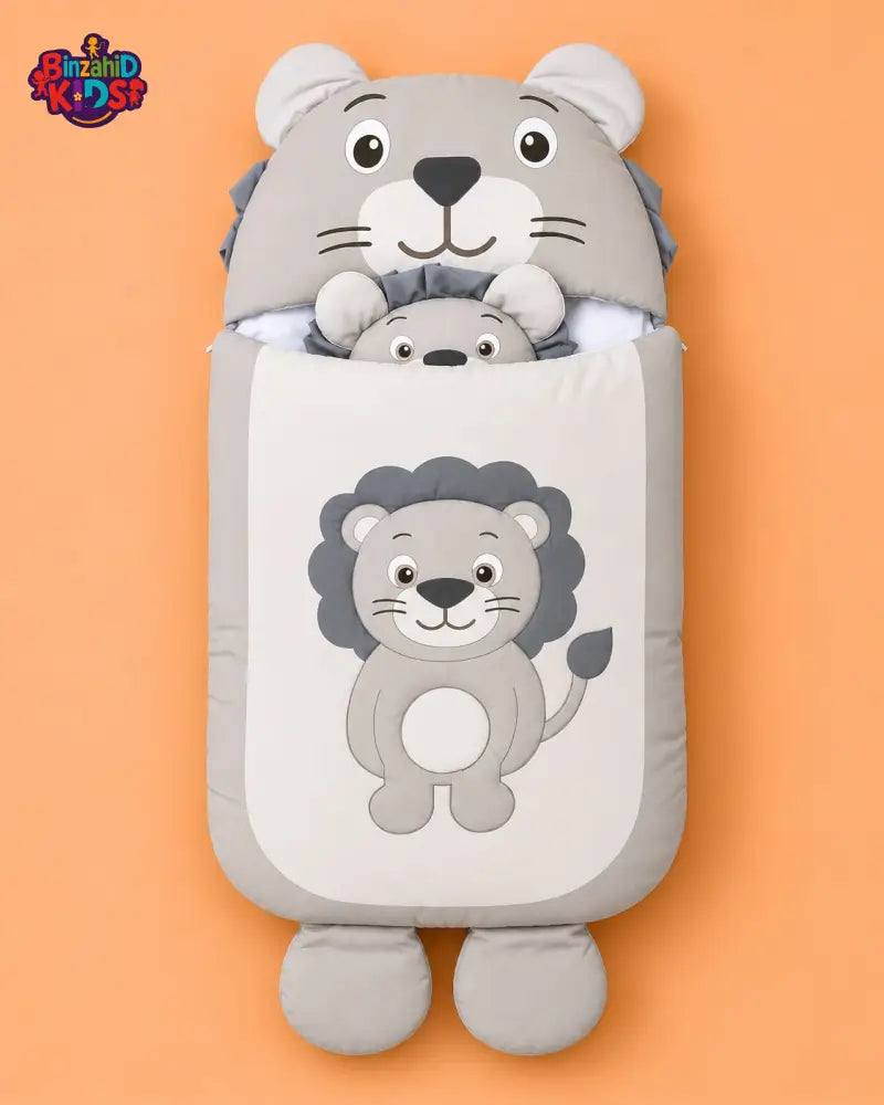 HAPPIMUMS CHARACTER CUDDLY CARRY NEST WITH PILLOW - CHARCOAL LION
