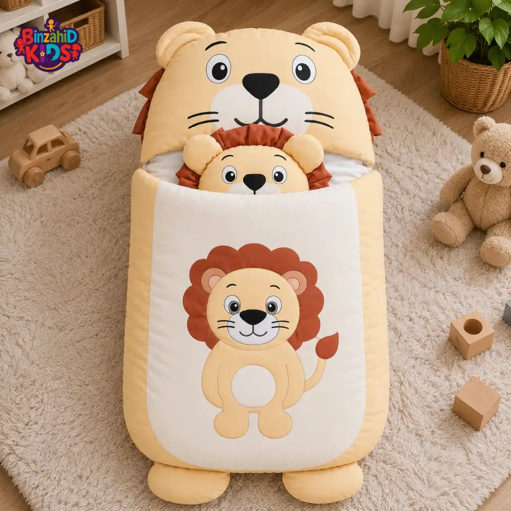 HAPPIMUMS CHARACTER CUDDLY CARRY NEST WITH PILLOW - CREAM LION