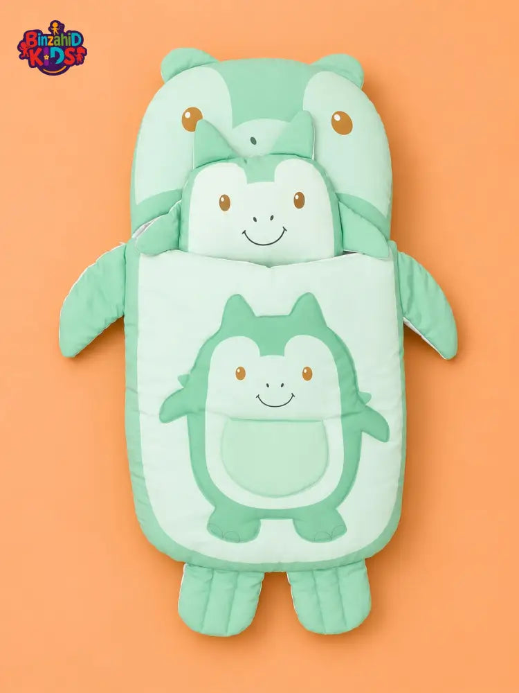 HAPPIMUMS CHARACTER CUDDLY CARRY NEST WITH PILLOW - GREEN RHINO