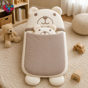 HAPPIMUMS CHARACTER CUDDLY CARRY NEST WITH PILLOW - MINK BEAR