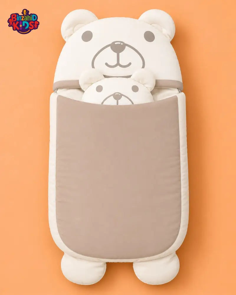HAPPIMUMS CHARACTER CUDDLY CARRY NEST WITH PILLOW - MINK BEAR