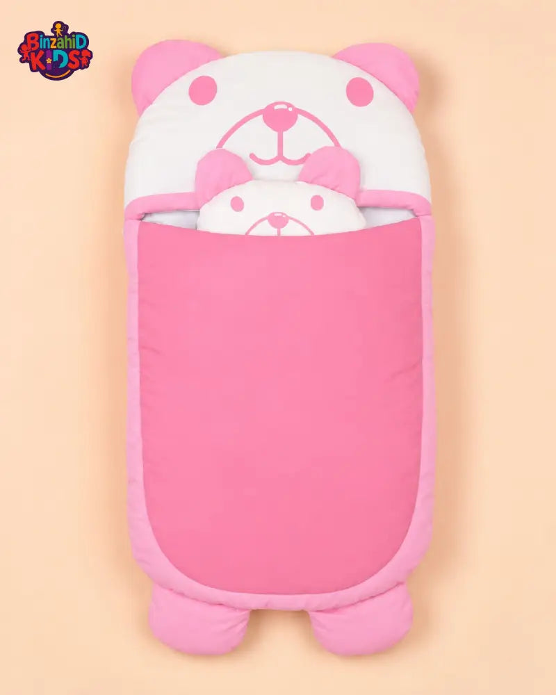 HAPPIMUMS CHARACTER CUDDLY CARRY NEST WITH PILLOW - PINK BEAR