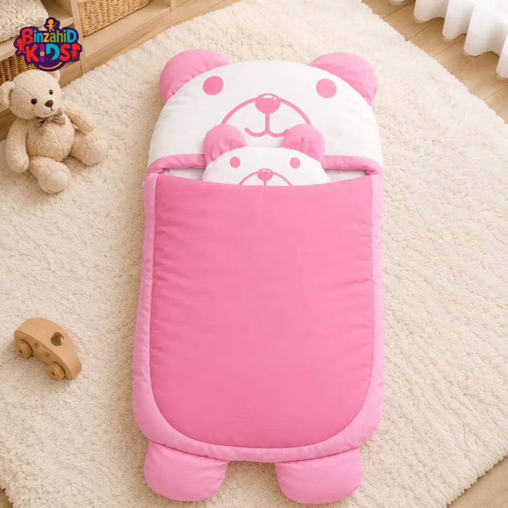 HAPPIMUMS CHARACTER CUDDLY CARRY NEST WITH PILLOW - PINK BEAR