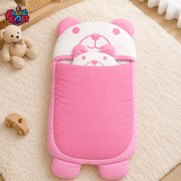 HAPPIMUMS CHARACTER CUDDLY CARRY NEST WITH PILLOW - PINK BEAR