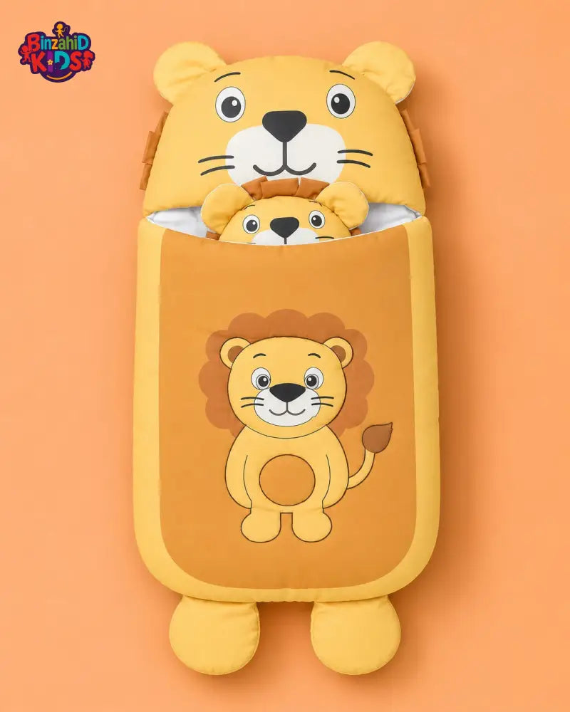 HAPPIMUMS CHARACTER CUDDLY CARRY NEST WITH PILLOW - YELLOW LION