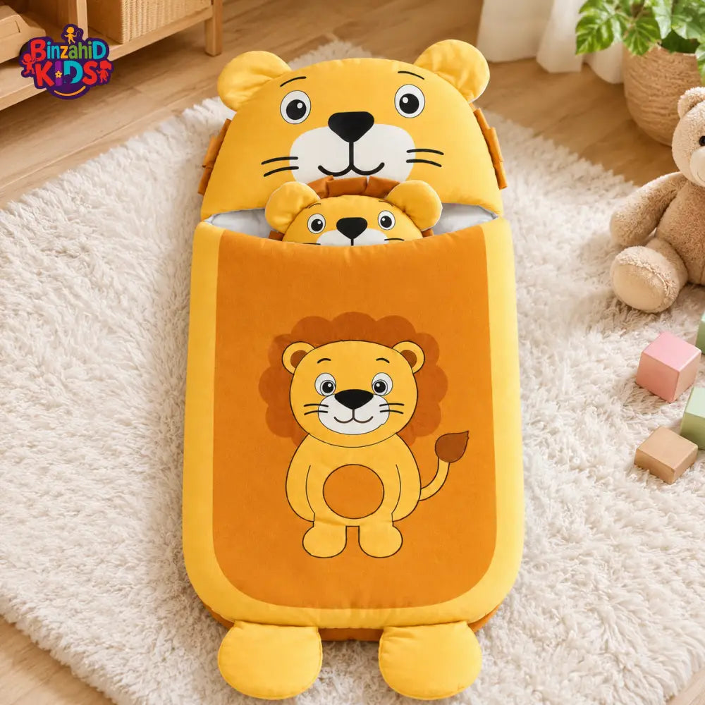 HAPPIMUMS CHARACTER CUDDLY CARRY NEST WITH PILLOW - YELLOW LION