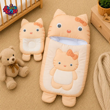 HELLO KITTY BABY SLEEPING BAG & PILLOW SET (PEACH)