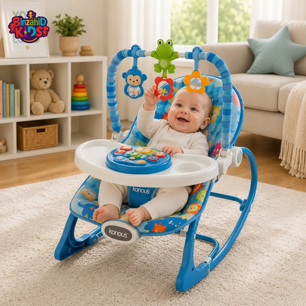 JOYOUS 4-IN-1 NEWBORN TO TODDLER ROCKER - BLUE