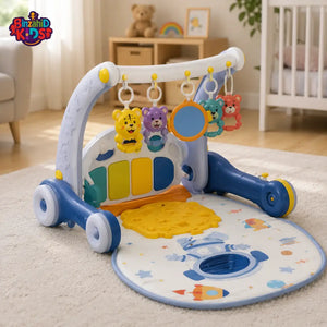 JOYOUS BABY WALKER PLAY GYM WITH PIANO MAT - BLUE