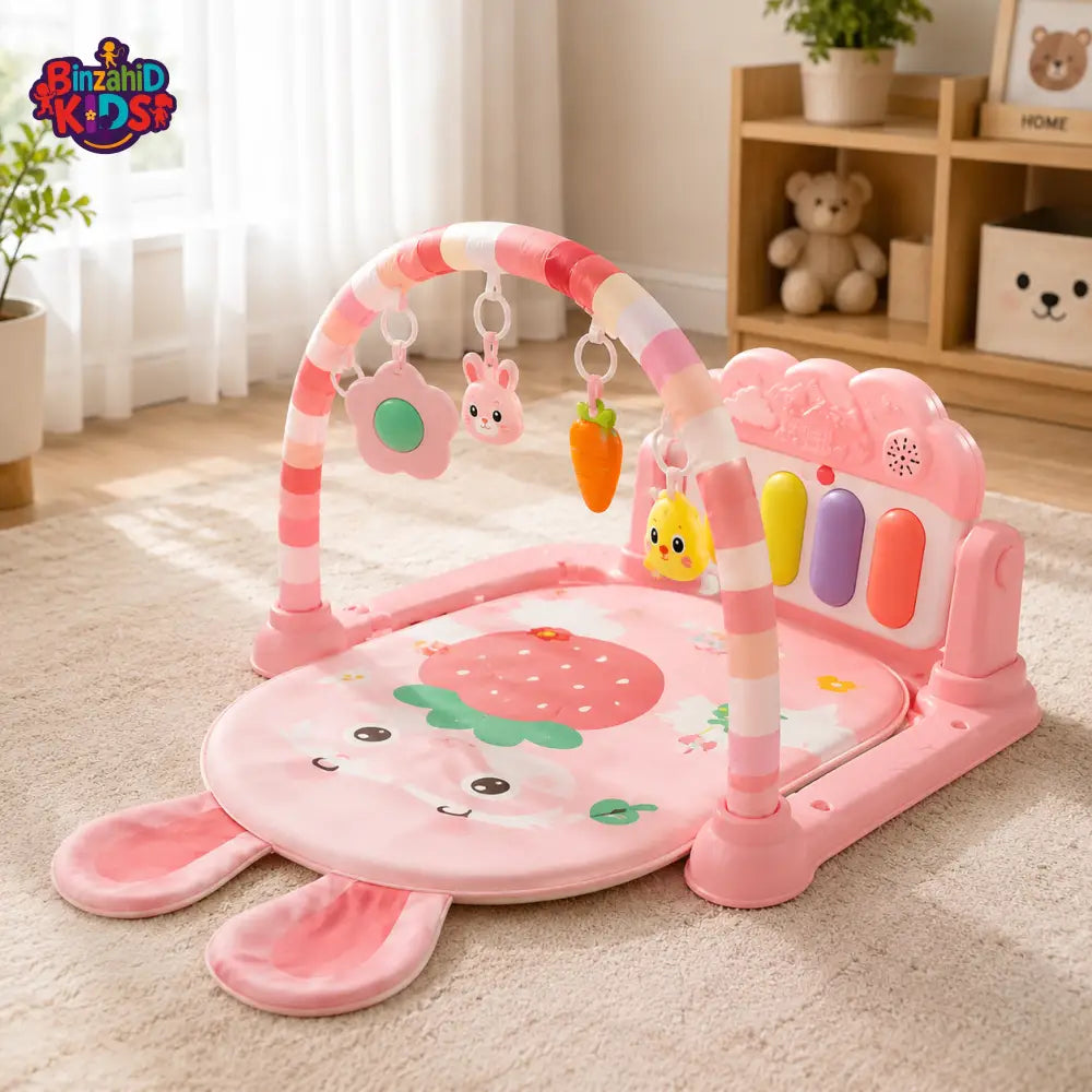JOYOUS BABY WALKER PLAY GYM WITH PIANO MAT - PINK