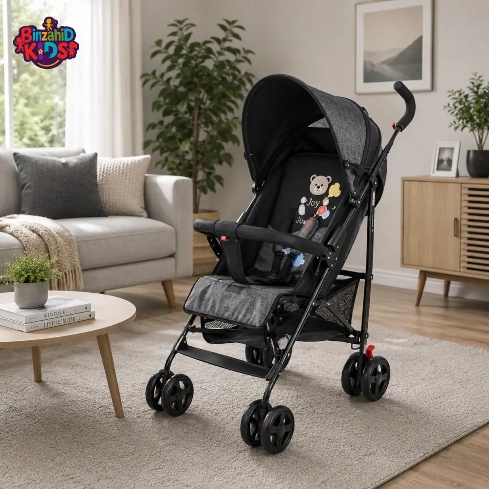 JOYOUS MULTIPOSITION BABY STROLLER WITH HANDLE - BLACK