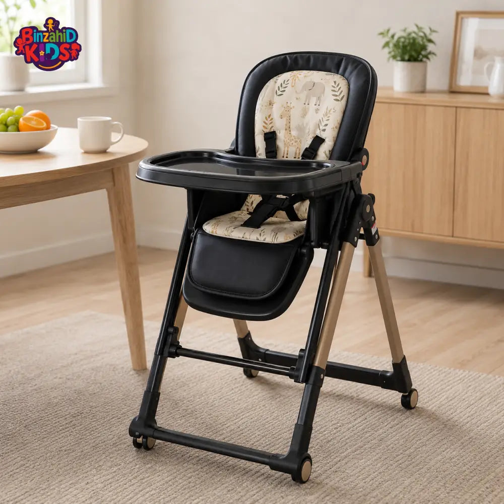 JOYOUS PREMIUM FOLDABLE BABY HIGH CHAIR - BLACK