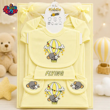 KIDDLE NEWBORN BABY STARTER GIFT SET – HOT AIR BALLOON ELEPHANT DESIGN (YELLOW)