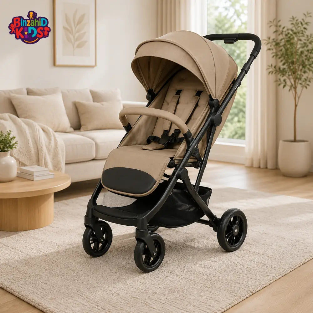 KIDILO PREMIUM REVERSIBLE BABY STROLLER - KHAKHI
