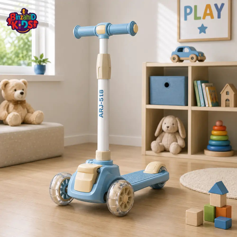 KIDS 3-WHEEL SCOOTER WITH FLASHING WHEELS - BLUE
